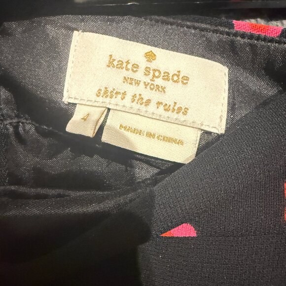 Kate Spade Skirt The Rules Black Pink Floral Ruffle A-Line Skirt Women's - Picture 2 of 7